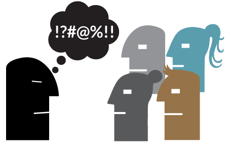 Figure pointing blame at others