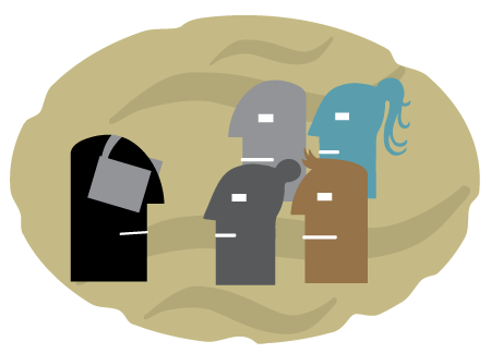 Figure wearing blinders